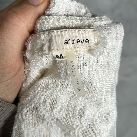 Áreve Sheer Lace Trumpet Sleeve Ivory Tie Back Blouse Boho Style size medium - Picture 6 of 7